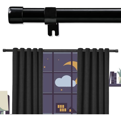 Tringle à rideaux extra longue noire de 120 à 170 cm, lourde, 2,5 cm, tringle à rideaux robuste pour fenêtre avec supports réglables, facile à installer pour extérieur, terrasse, salon (1/5)