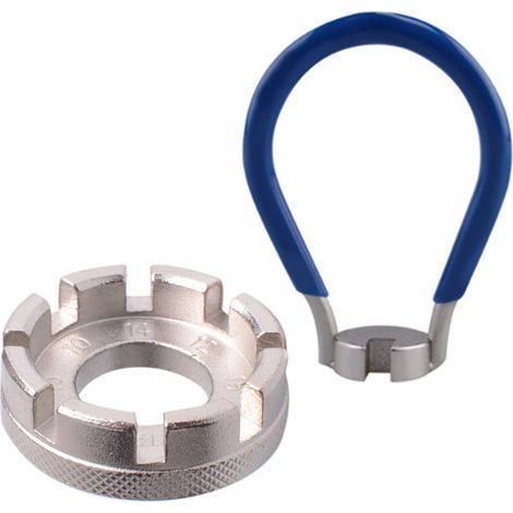 Lntyq Clé à Rayon Vélo, Outil à Rayons, Clé à Rayons Universelle, Outil à Rayons pour Clé de Vélo, Calibre 10-15 pour Vélo, Véhicule Électrique (Argent Et Bleu) (1/4)
