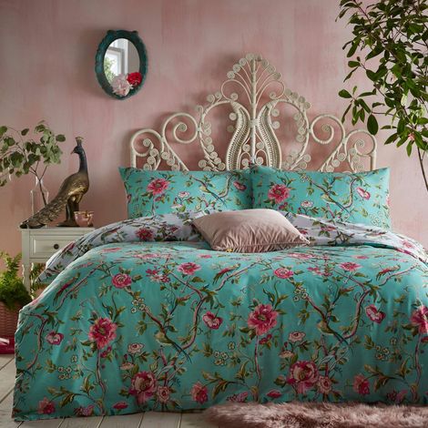 Vintage Chinoiserie Super King Housse de Couette, Coton, Polyester, Jade (1/3)