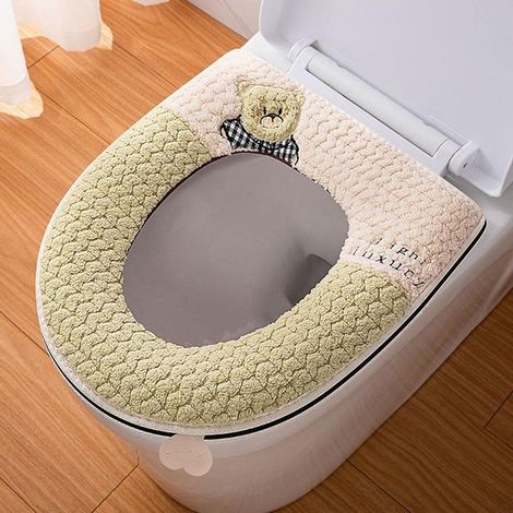 Niedliches Toilettensitzkissen mit Panda-Motiv, Reißverschluss, universeller wasserdichter Toilettensitzbezug für Zuhause, Ringkissen (grün) (1/5)