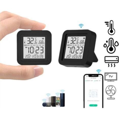 Elektronisches WiFi-Thermometer und Hygrometer, intelligentes digitales Display, Infrarot-Fernbedienung (IR), zwei in einem, drahtloser Sensor.