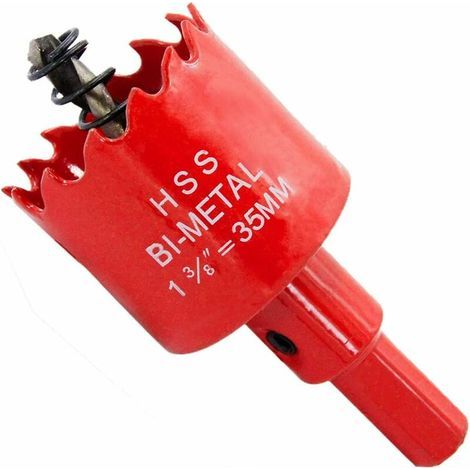 Sierra de corona bimetálica de acero rápido (HSS) con vástago para madera y metal, para perforar paneles, plástico, tuberías, bimetálica, 35 mm (1-3/8"). (1/5)