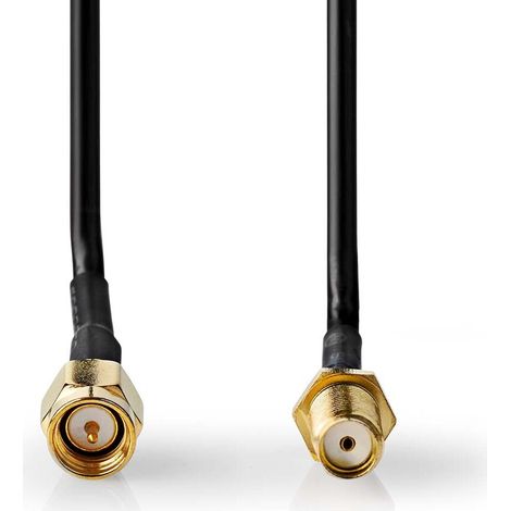 Antenna cable SMA Male SMA Female Gold Plated 50 Ohm Single shell protection 3.00 m Round PVC Black Box