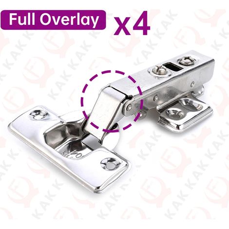 (Couverture complète x 4) 4 charnières de porte hydrauliques en acier inoxydable à fermeture amortie avec amortisseur intégré pour meubles de cuisine (1/5)