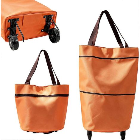 Chariot de courses pliable 2 en 1 - Chariot à sacs pliables avec roulettes pour faire les courses, aller au marché ou camper (1/5)