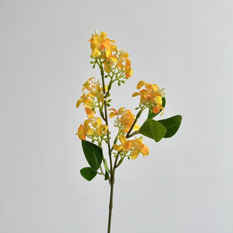Fleur artificielle jasmin odorant – Branche décorative lilas et jaune, haut de gamme pour intérieur, salon, mariage, événements et décoration scénique (lot de 3)