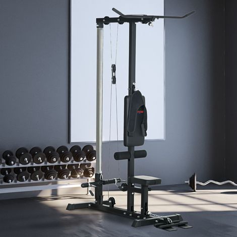 Krafttrainingsstation, Seilzugstation, Brustzugmaschine, Latzugmaschine, Hantelbank