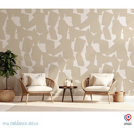 Papier peint : Motifs formes abstraites - Intissé - L.200 x H.280 cm - Vert blanc (1/3)
