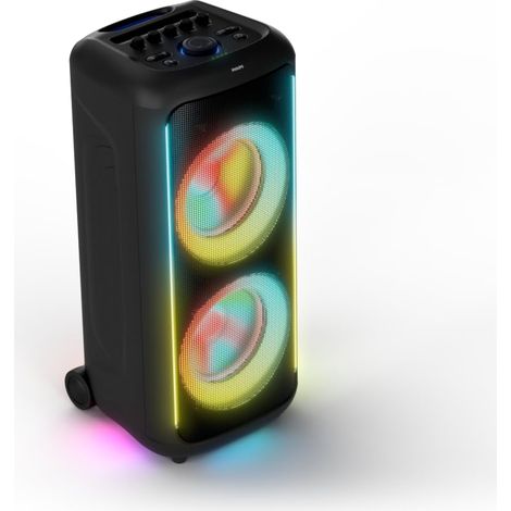 Enceinte Bluetooth pour Les fêtes, 200W Max., Bass+, Jeu de lumières, autonomie de 14h, TWS et Auracast, entrées Micro/Guitare, Indice IPX4 et contrôle à partir de l’Application (1/5)