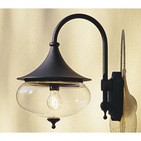 Klassische Außenwandleuchte LIBRA, Alu schwarz / Glas klar, Beleuchtung Haus (1/4)