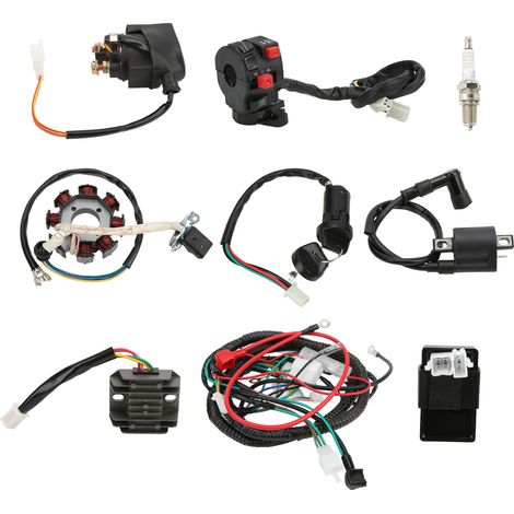 Kompletter elektrischer Verkabelungssatz für Magnetventil, Zündkerze, CDI, Gleichrichter und Kabelbaum für 125ccm, 150ccm, 200ccm und 250ccm Quads (1/5)