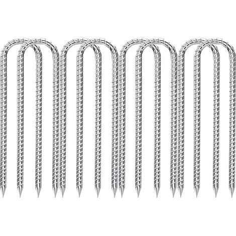 8 Piquets De Sol En U, Acier Galvanisé, 30 Cm, Pour Tente, Trampoline, Jardin (1/5)