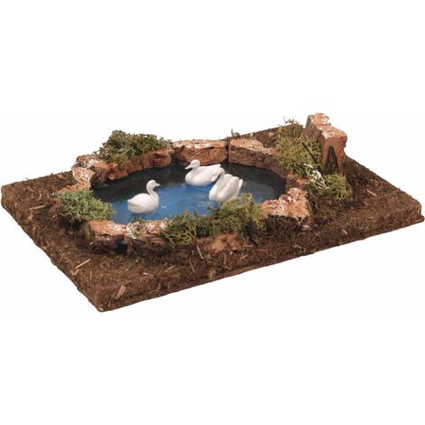 LAGHETTO CON CIGNI 20X13X3CM ACCESSORI PRESEPE