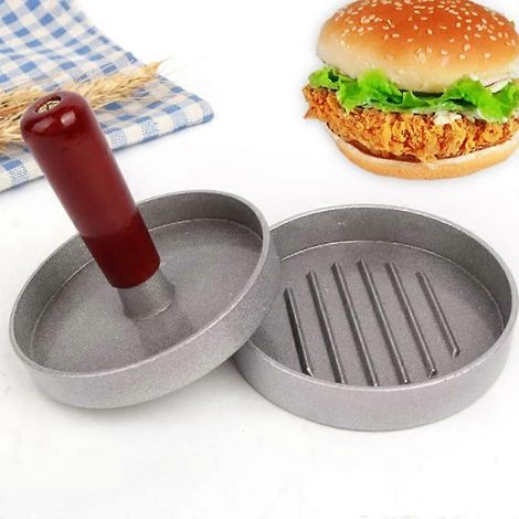 Presse à hamburger ronde et créative en alliage d'aluminium pour viande hachée, moule à hamburgers et à steaks hachés, outil de cuisine unique et facile à utiliser (1/2)