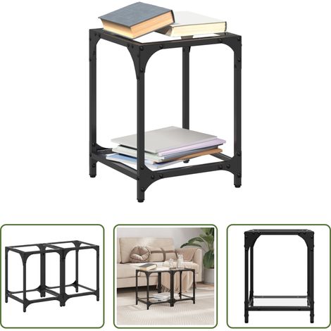 Glasplatte - Couchtische mit Glasplatte 2 Stk. Transparent 30x30x40 cm Stahl (1/5)