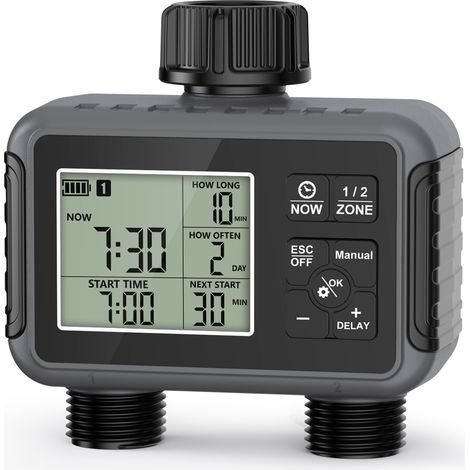 Double programmateur arrosage extérieur – Valve intelligente pour jardin potager, irrigation programmée
