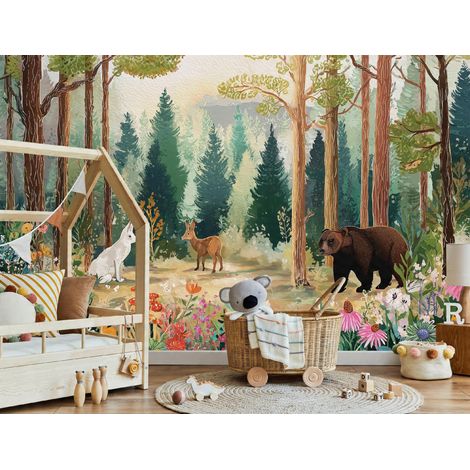Fototapete Wald Bäume, für Kinderzimmer, 150 x 105 cm – Komplettset inkl. Kleister & Anleitung (1/5)