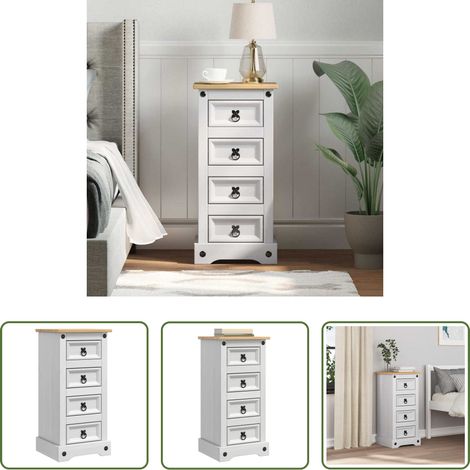 Bois de pin massif - Table de chevet Corona Blanc 35 x 32,5 x 74 cm Pin massif (1/5)