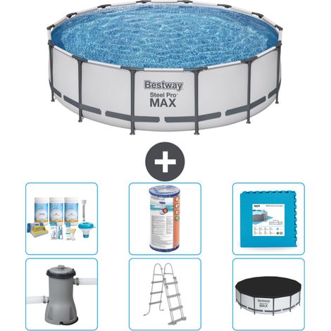 Piscine Bestway ronde Steel Pro MAX - 427 x 107 cm - Grise - Comprend des Accessoires CB30 (1/4)