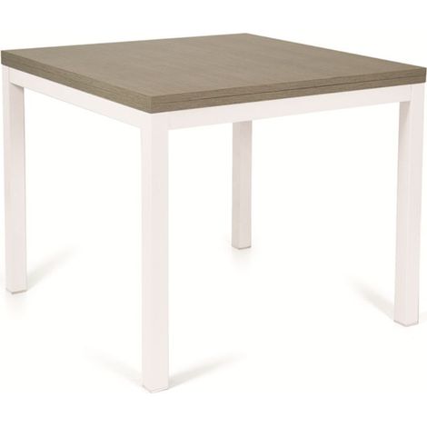 Tavolo quadrato allungabile Monster 90x90 struttura bianca e piano larice grigio (1/2)