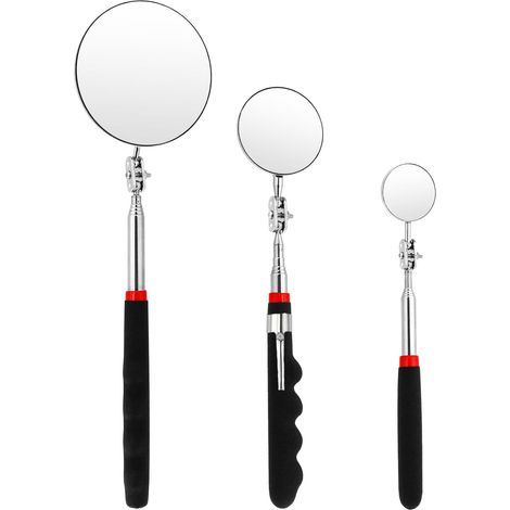 Ensemble de miroirs d'inspection, miroir télescopique, miroir d'outillage, miroir d'inspection automobile portable rotatif à 360°, pour la réparation automobile, 3 tailles