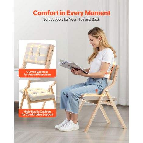 Chaise pliante en bois avec coussin - lot de 2 chaise de salle à (1/5)