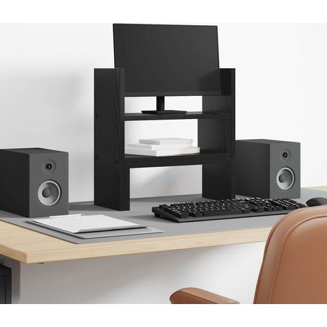 vidaXL Support de Bureau pour Moniteur Chêne noir 40 x 17 x 41 cm