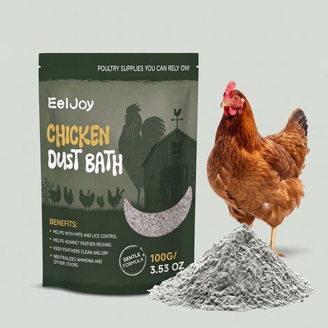 Poudre de bain douce pour poulets, volailles et pigeons - Idéale pour sécher, dépoussiérer, nettoyer et entretenir vos animaux - 100 g (1/5)