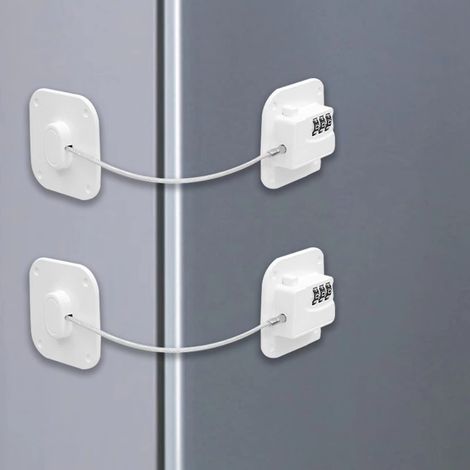 Lot de 2 Serrure Frigo avec Code, Cadenas Frigo pour Enfants, Adhésive Verrou de Réfrigérateur à Combinaison, Securite Bloque pour Porte Frigo Fenêtre Placards Armoires (1/5)