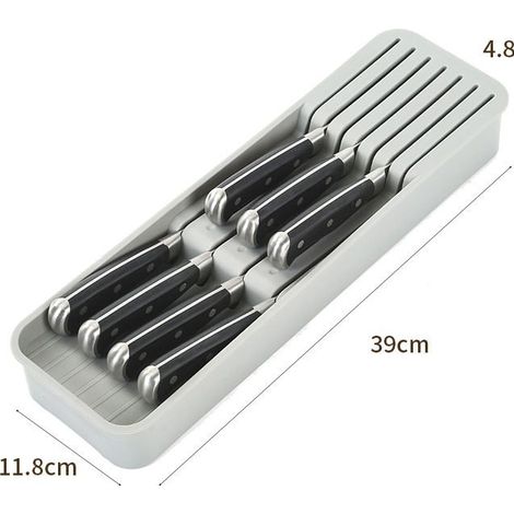 2-stöckiger Schubladenorganizer für 7 Messer, abnehmbar, aus recyceltem Kunststoff