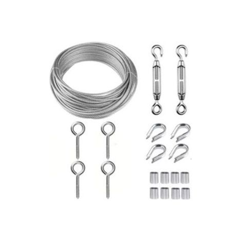 15M Kit de Câble Métallique,Câble en Acier Inoxydable Kit de Câbles en Acier Inoxydable,Câble Métallique Fixation,Câble Métallique en Acier Inoxydable,Câble Métallique - 14 (1/5)