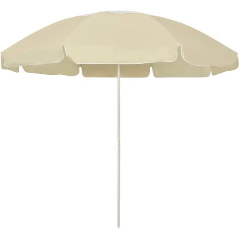 Parasol de Plage Inclinable Jaune Sable Ø 240 cm en Polyester avec Motif Floral Résistant aux UV - PANGIVO (1/5)