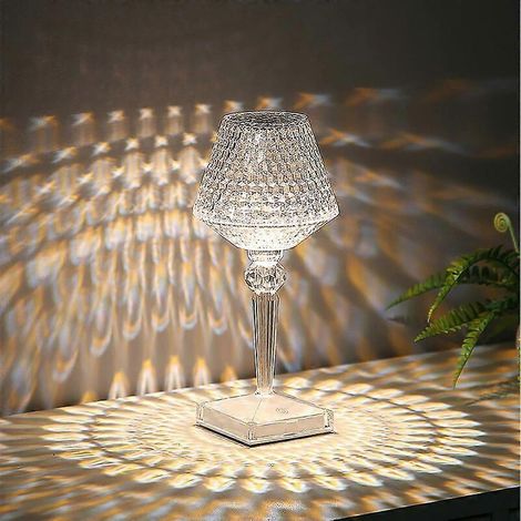 Lampe de chevet tactile en cristal, lampe de table à intensité variable sans fil, décoration de nuit rechargeable par USB, lumière d'ambiance pour salon, chambre, restaurant, bar, hôtel (1/4)