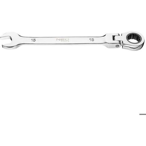 Clé Mixte - 15 x 220 mm - Rotule + Cliquet 72 Dents - Acier Chrome-Vanadium - Usage Professionnel - 1 Pièce (1/5)