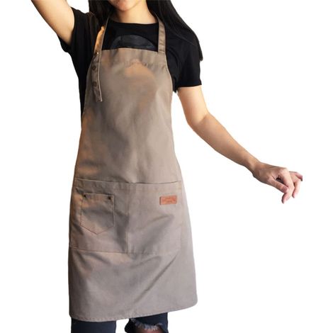Tablier Imperméable tablier de cuisine avec Poche, pour un tablier de cuisine,(brun) (1/4)