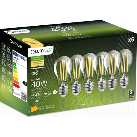6x LED-Lampe E27 A60 4W = 40W 470lm 3000K warmweiß 360° Leuchtstoffröhre (1/5)