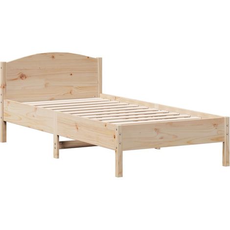 Lit simple,Lit adulte,Cadre de lit sans matelas 75x190 cm bois de pin massif CFW9010447 (1/5)