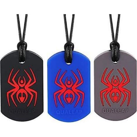 3pcs Spider Sensory Chew Collier pour enfants, collier à mâcher Jouets de dentition, Ensoleillé (1/3)