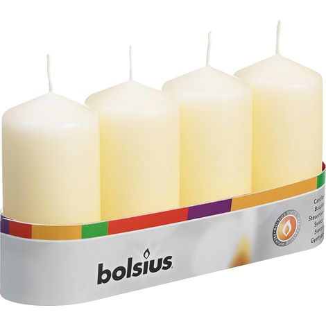 Lot de 4 bougies pilier - Ivoire - Longue durée de combustion de 20 heures - Maison - Décoration d'intérieur - Anti-goutte - Sans parfum - Facile à relancer - Cire de paraffine - 100 x 50 mm (1/5)