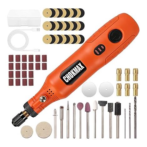 Outil rotatif sans fil, kit de meuleuse à 3 vitesses avec éclairage avant et 72 accessoires, outil de type C rechargeable pour le nettoyage, le ponçage, le polissage, le perçage et les petits travaux (1/5)