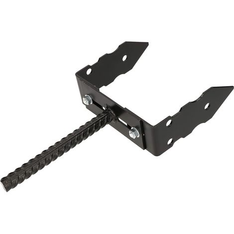 KOTARBAU Support de poteau en U - Largeur réglable - 0-165 mm - Noir - Rétro (1/5)