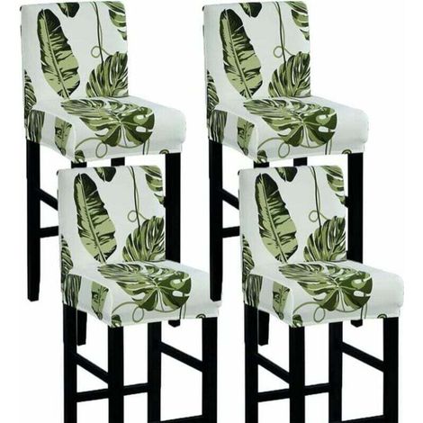 Housse de Chaise de Bar avec Dossier Housse de Tabouret de Bar Extensible Housse de Tabouret à Dossier Bas Lot de 4 - Crezuo