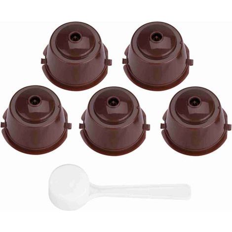 5-teiliger wiederverwendbarer Kaffeekapselfilter aus lebensmittelechtem PP und Edelstahl 304 (braun) (1/4)