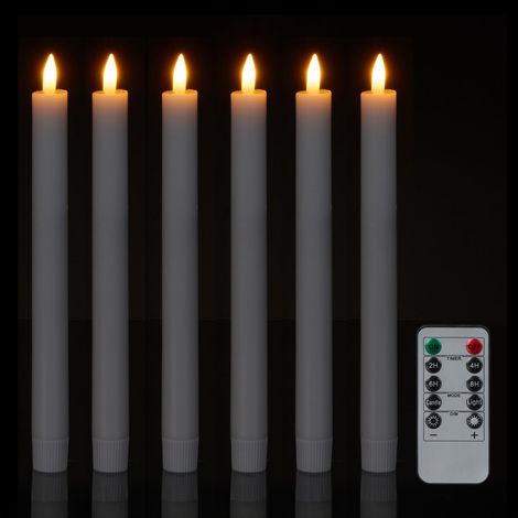 Velas LED cónicas con temporizador y control remoto, juego de 6