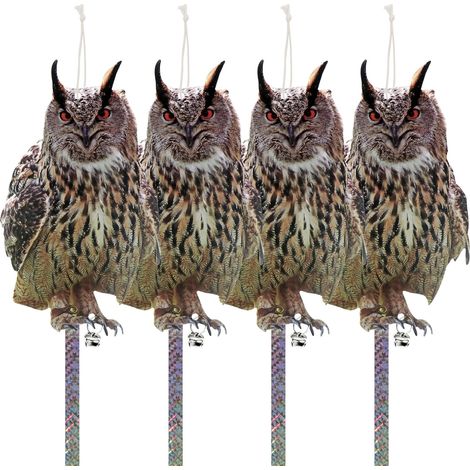 Anti Pigeon pour Balcon, Effaroucheur Oiseaux, Repulsif Pigeon, Effaroucheur Pigeons, Carton Hibou avec Réfléchissant Bande Anti Corbeau Anti Pigeons pour Jardin Garage lot de 4 Epouvantail Oiseaux (1/5)