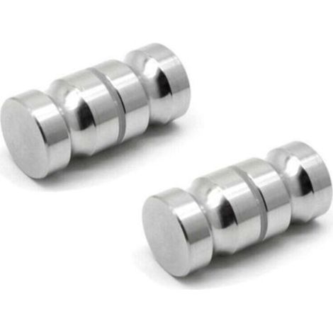 2 Pack Solid Single Hole Handle, Round Shower Door Handle, Aluminum Alloy, Polished Chrome Finish (1/4)