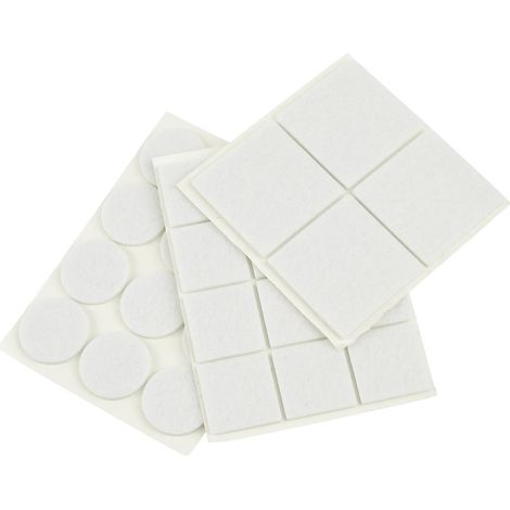 Set di feltrini per mobili (bianchi) - rotondi 25 mm e rettangolari 25x25 mm + 40x40 mm 28 pezzi (25/250) (1/2)