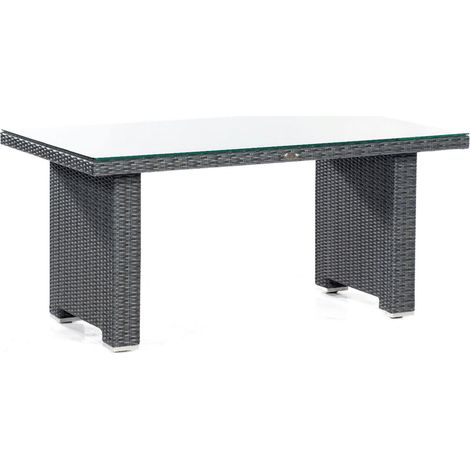 Sonnenpartner Dining-Tisch Residence 140x80 cm Alu/Polyrattan graphit-schwarz Glas