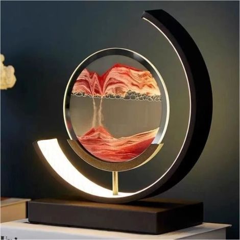 Lampe table sablier 3D verre LED – Art décoratif unique – Pour bureau, salon – Cadeau (1/4)