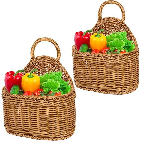 Wicker Hanging Storage Basket Fruit Kitchen Small Baskets Wall Mounted Onion (1/3)